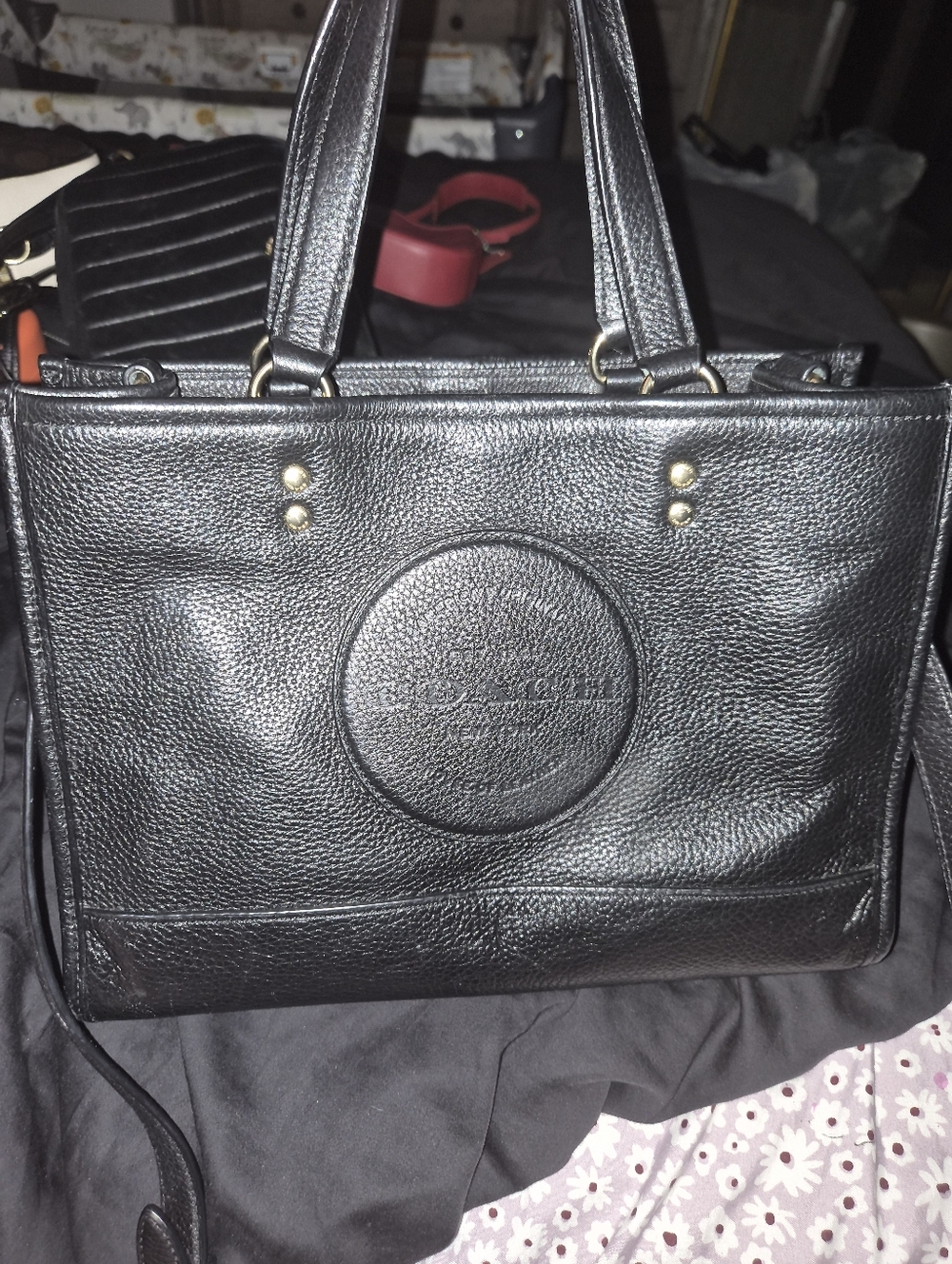 Black Leather Tote Handbag - Classic Men's Bag - Picture 7 of 8